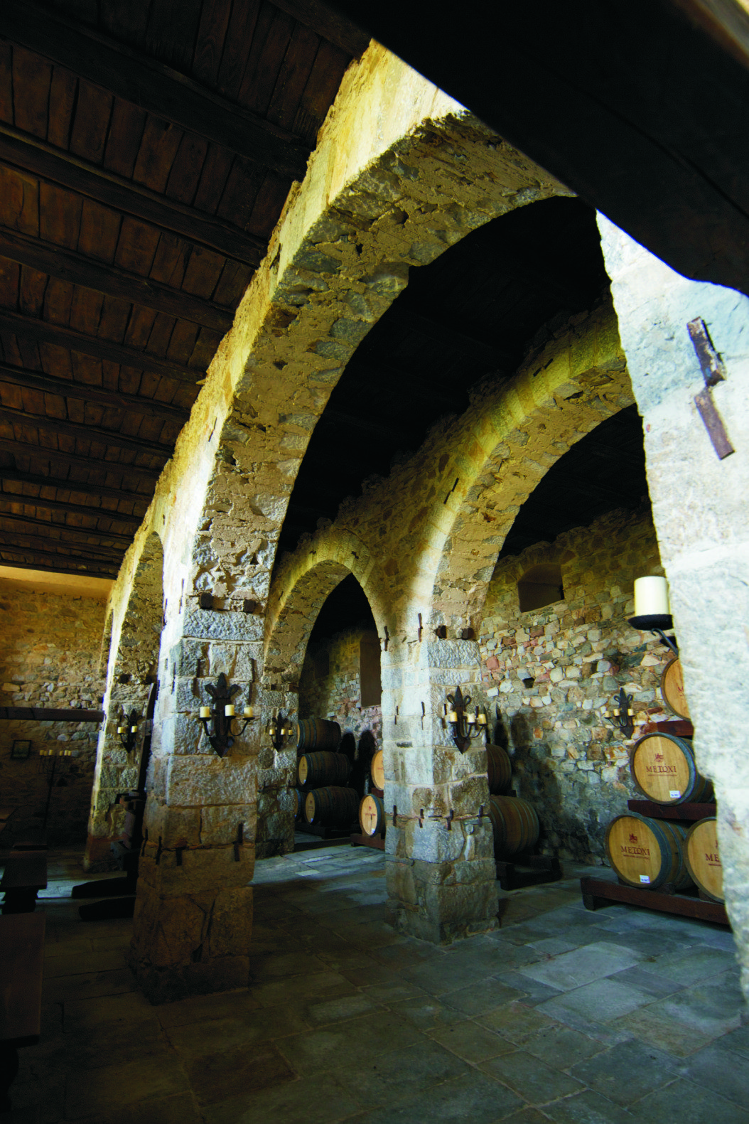 Historic stone wine cellar at Mount Athos